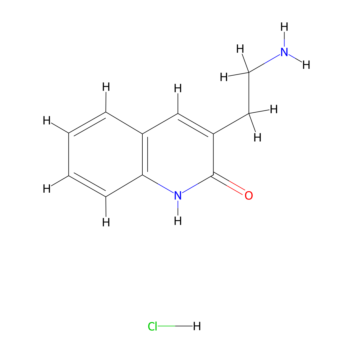 3-(2-Aminoethyl)-1,2-dihydroquinolin-2-one hydrochloride molecular structure, CAS 1266686-55-8