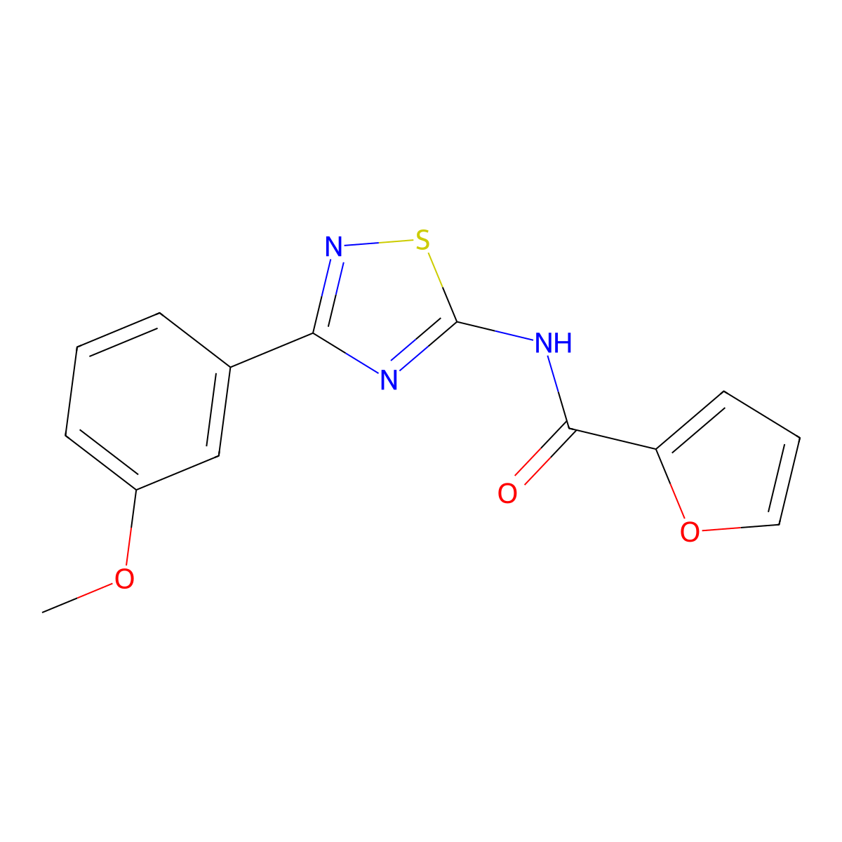 N-[3-(3-methoxyphenyl)-1,2,4-thiadiazol-5-yl]furan-2-carboxamide molecular structure, CAS 1266687-94-8