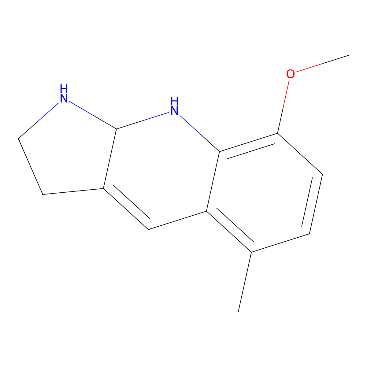 8-methoxy-5-methyl-1H,2H,3H,9H,9aH-pyrrolo[2,3-b]quinoline molecular structure, CAS 1266688-63-4