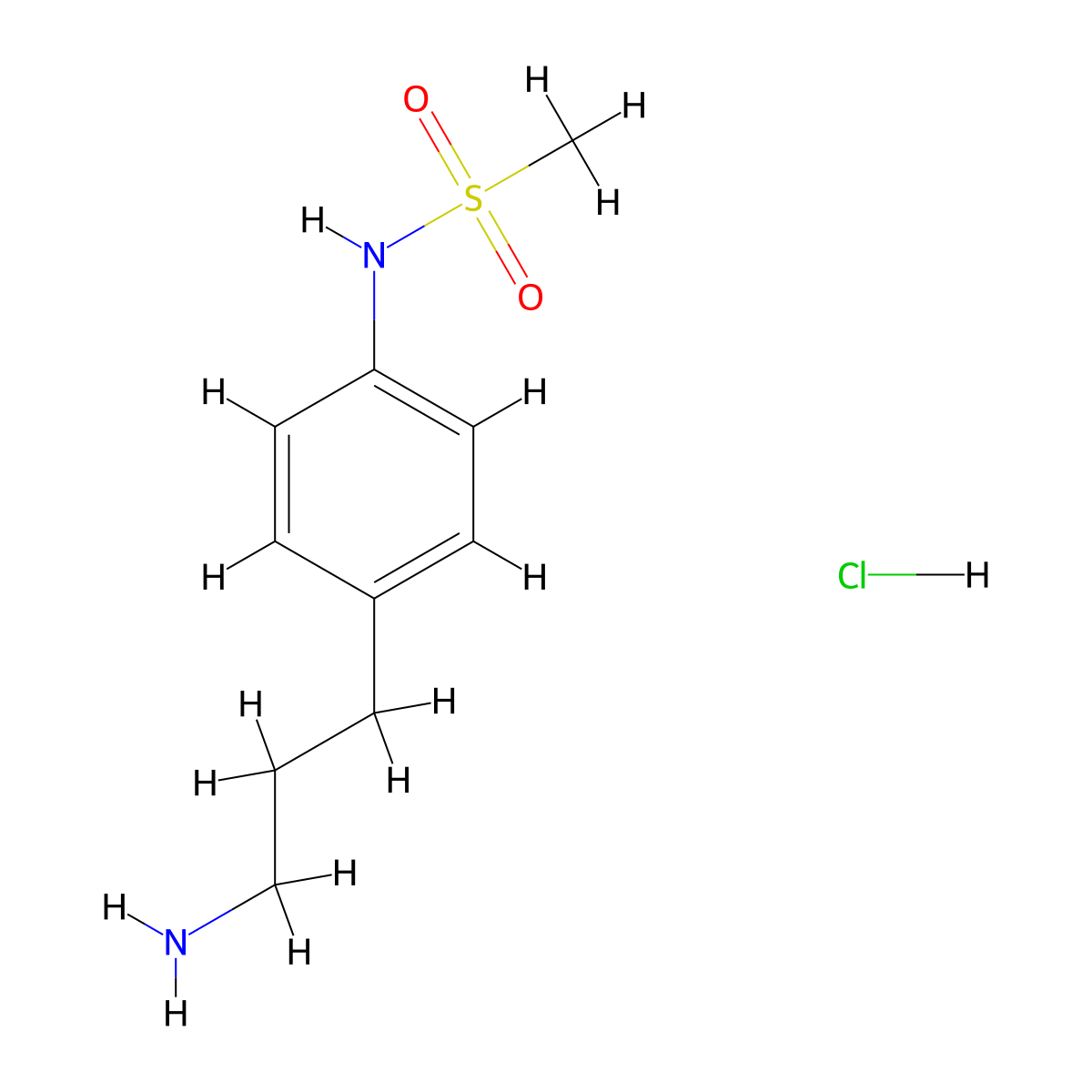 N-[4-(3-aminopropyl)phenyl]methanesulfonamide hydrochloride molecular structure, CAS 1266688-81-6