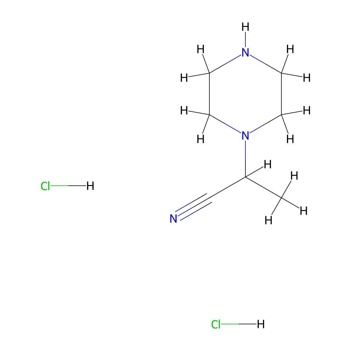 2-(Piperazin-1-yl)propanenitrile dihydrochloride molecular structure, CAS 1266688-87-2
