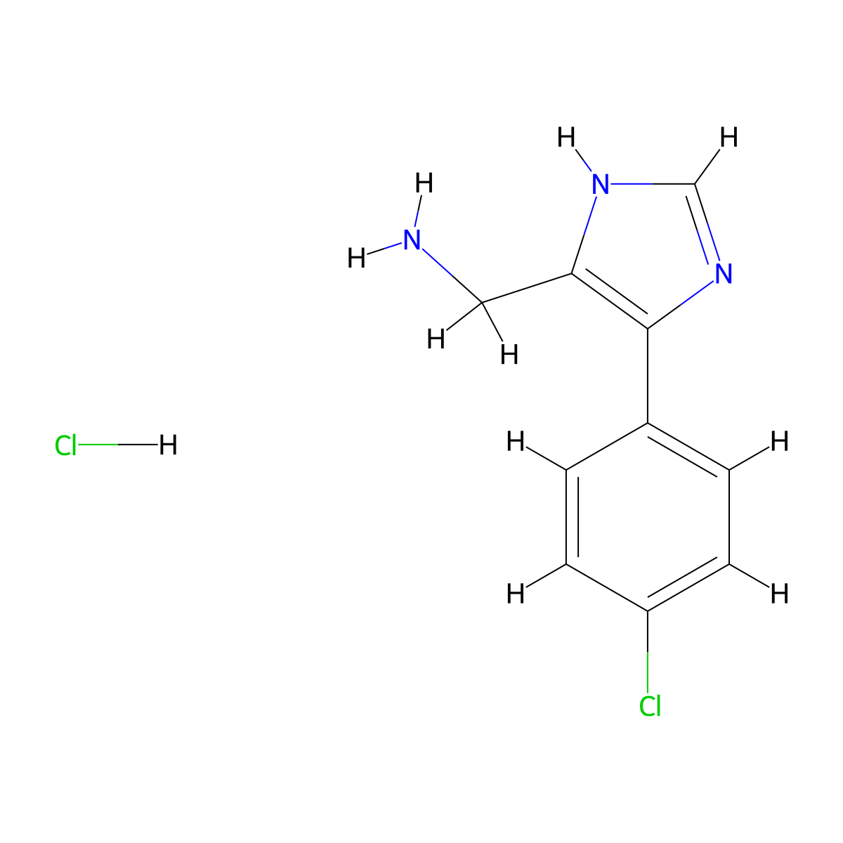 1H-Imidazole-5-methanamine, 4-(4-chlorophenyl)-, hydrochloride (1:1) molecular structure, CAS 1266689-58-0