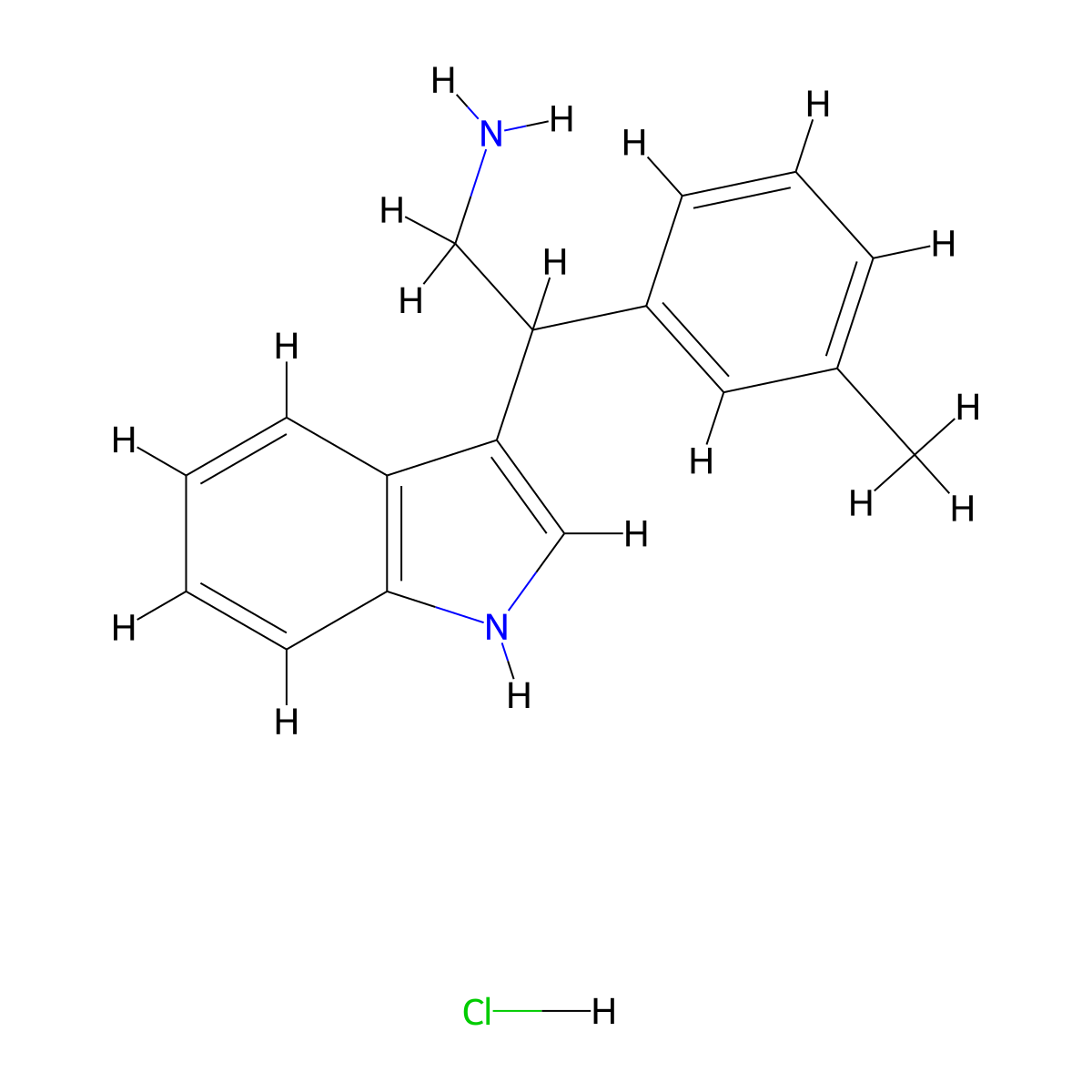 2-(1H-indol-3-yl)-2-(3-methylphenyl)ethan-1-amine hydrochloride molecular structure, CAS 1266689-84-2
