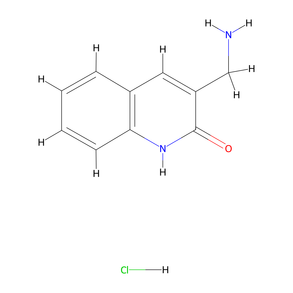 3-(Aminomethyl)-1,2-dihydroquinolin-2-one hydrochloride molecular structure, CAS 1266690-76-9