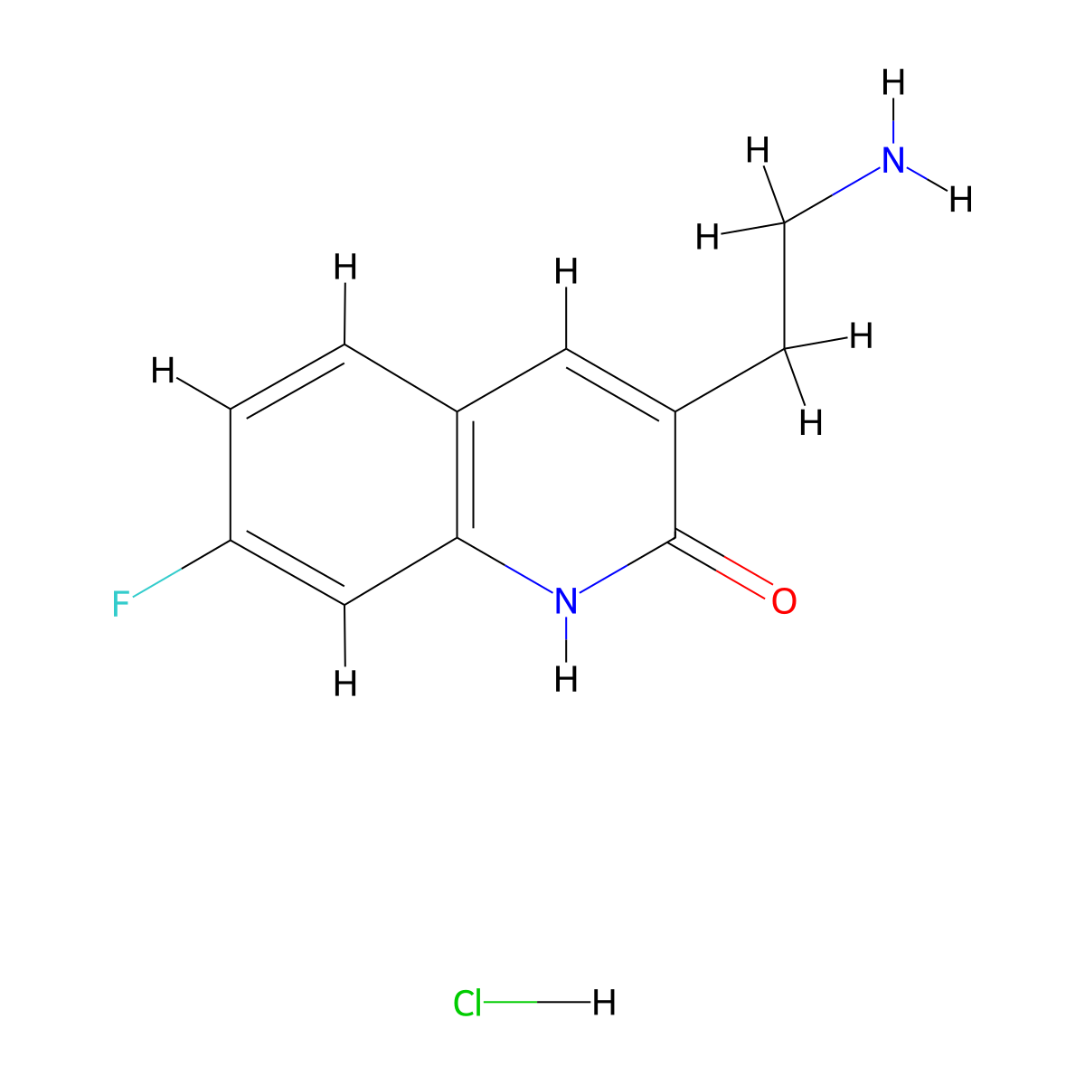 3-(2-Aminoethyl)-7-fluoro-1,2-dihydroquinolin-2-one hydrochloride molecular structure, CAS 1266690-85-0