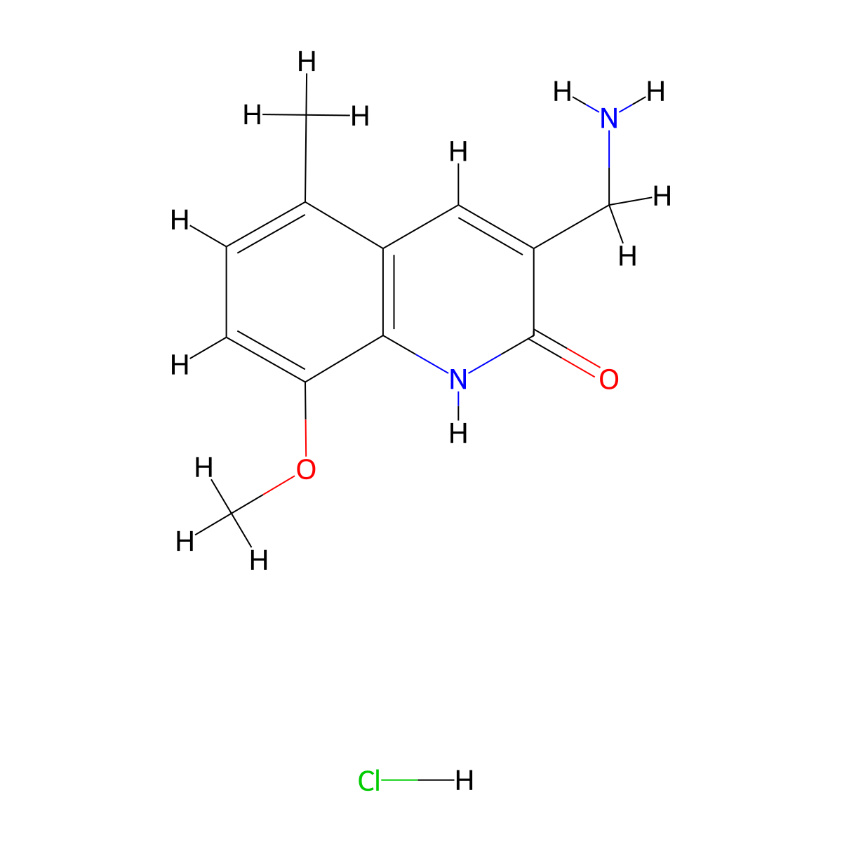 3-(Aminomethyl)-8-methoxy-5-methyl-1,2-dihydroquinolin-2-one hydrochloride molecular structure, CAS 1266691-00-2