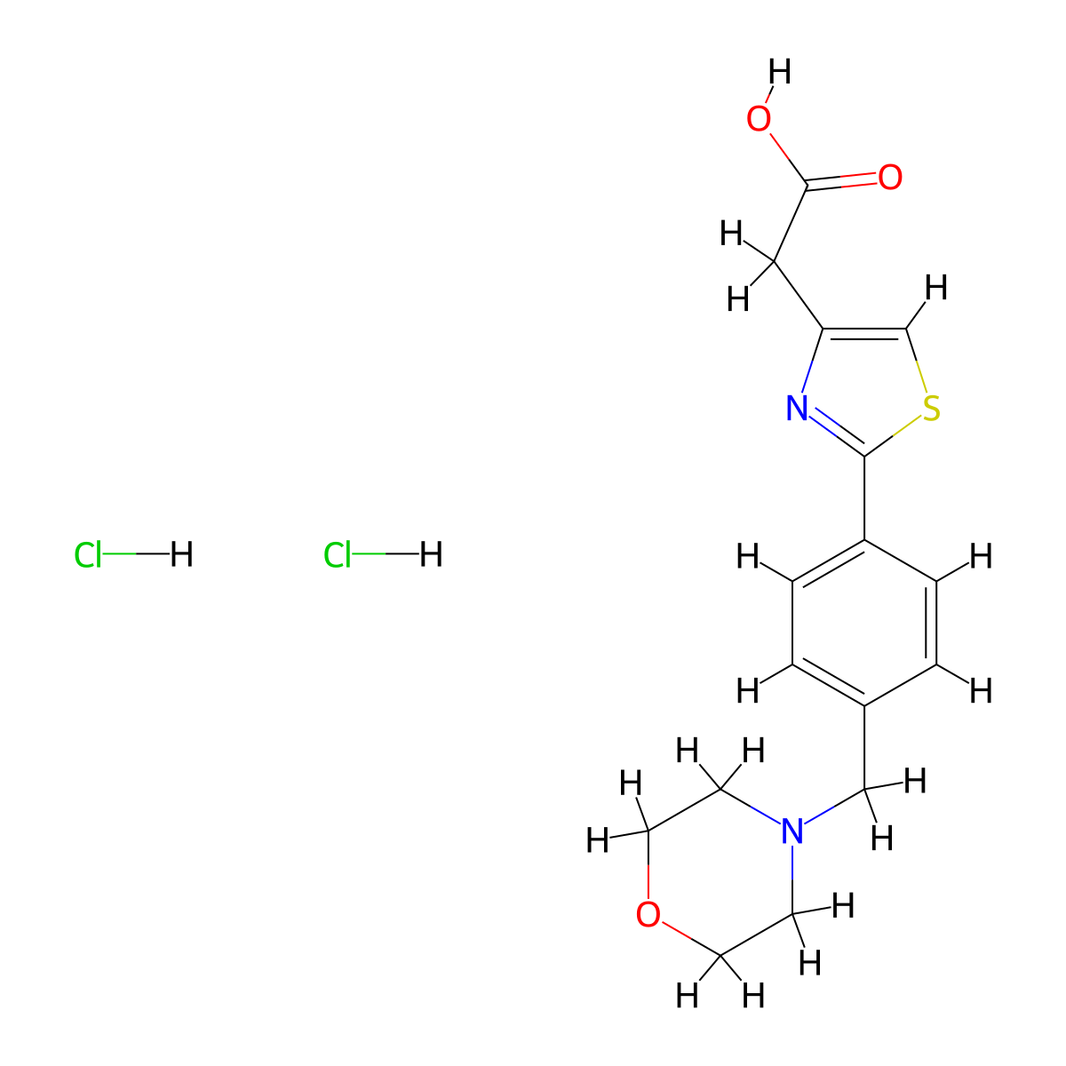 2-{2-[4-(Morpholin-4-ylmethyl)phenyl]-1,3-thiazol-4-yl}acetic acid dihydrochloride molecular structure, CAS 1266691-15-9