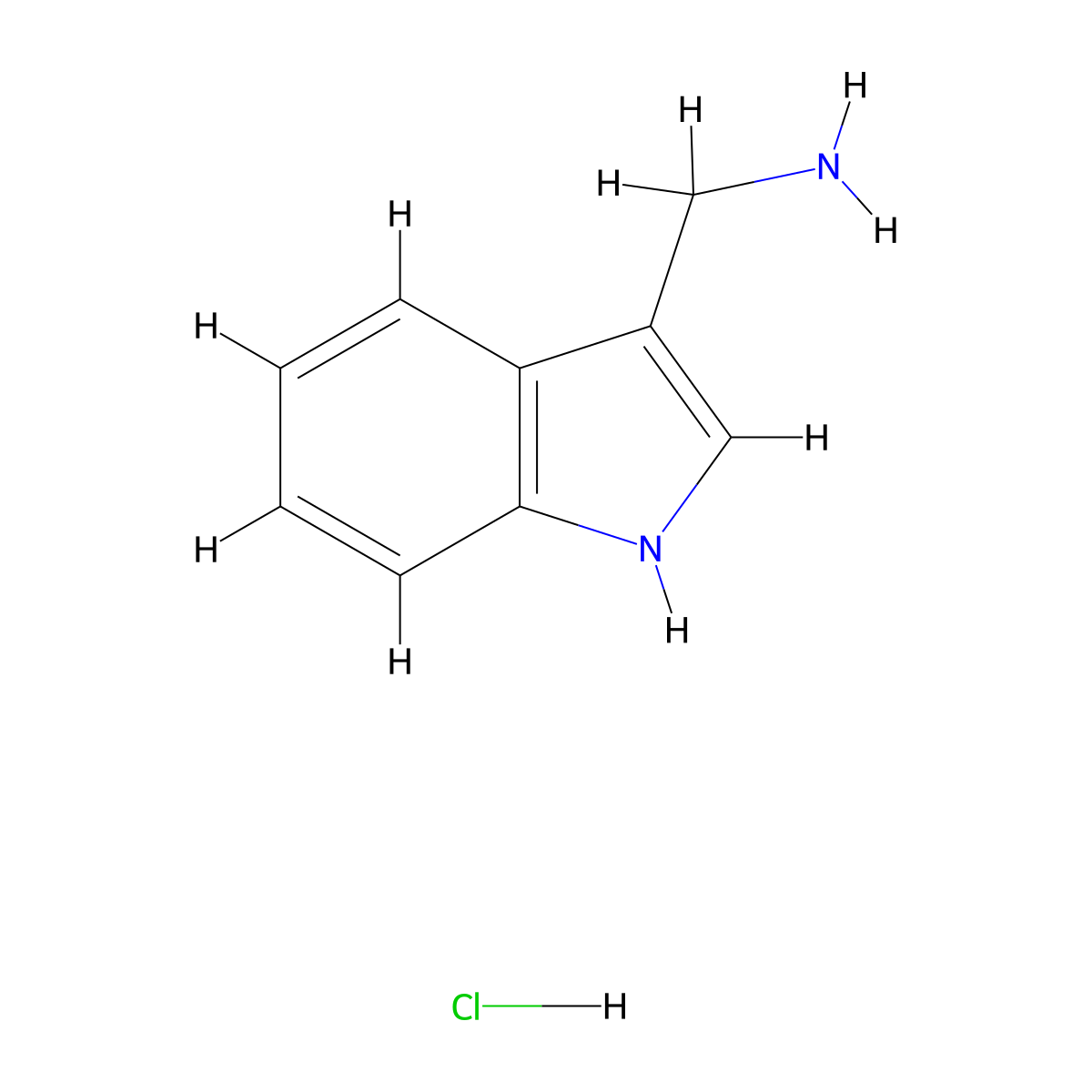 (1H-indol-3-yl)methanamine hydrochloride molecular structure, CAS 1266692-14-1