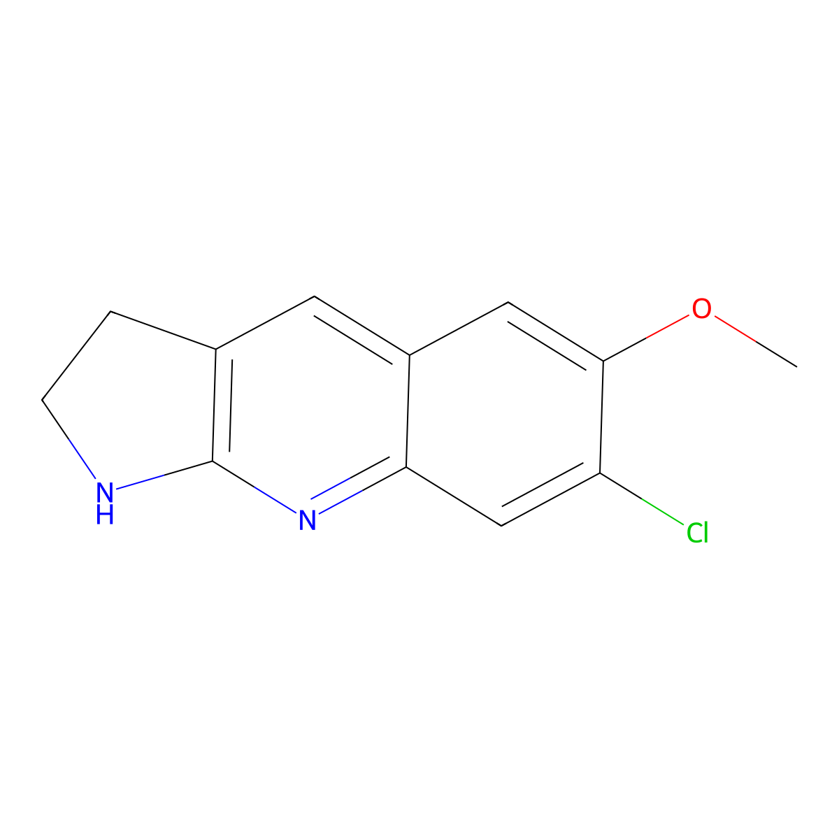 7-chloro-6-methoxy-1H,2H,3H-pyrrolo[2,3-b]quinoline molecular structure, CAS 1266692-46-9