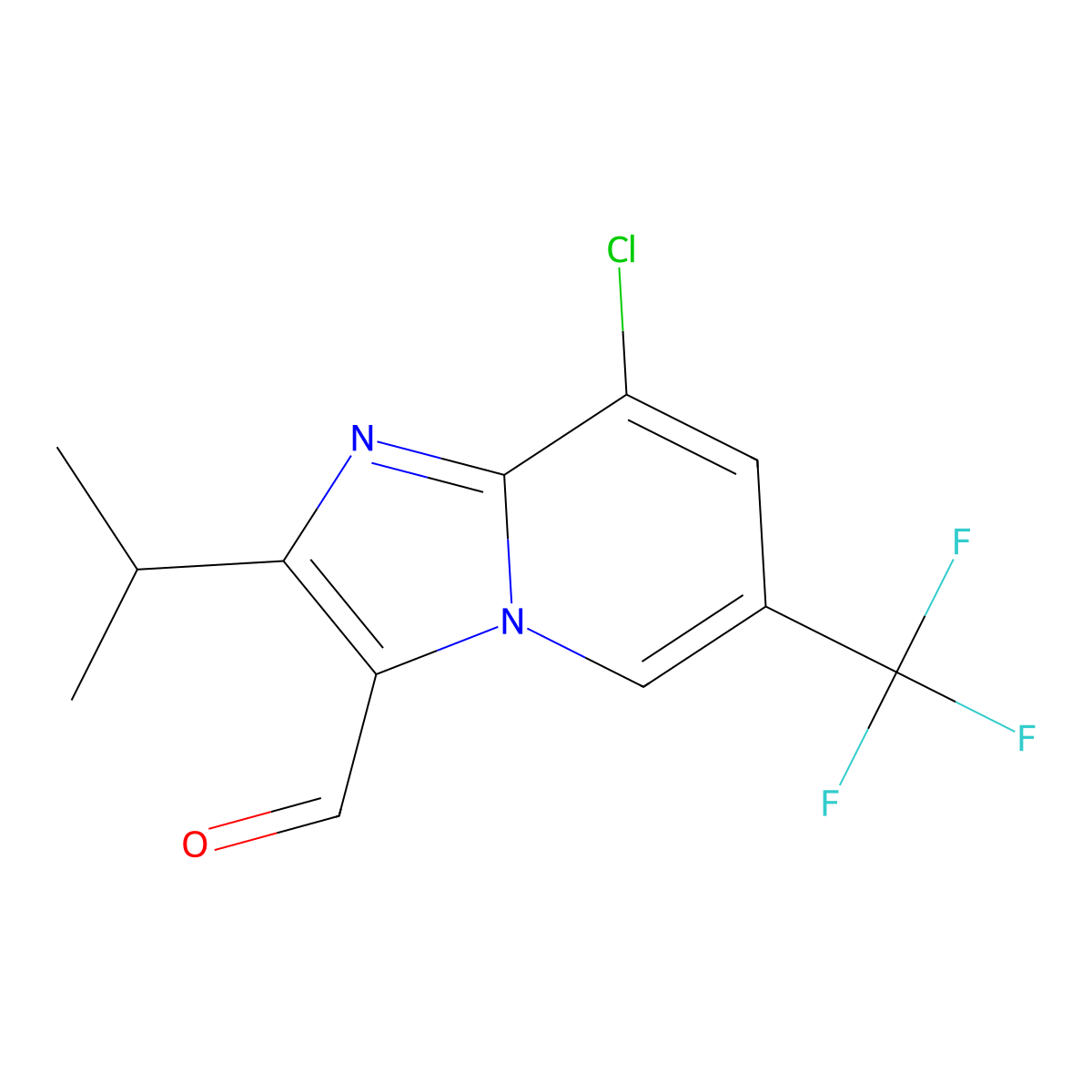 8-Chloro-2-isopropyl-6-(trifluoromethyl)imidazo[1,2-a]pyridine-3-carbaldehyde molecular structure, CAS 1266693-19-9