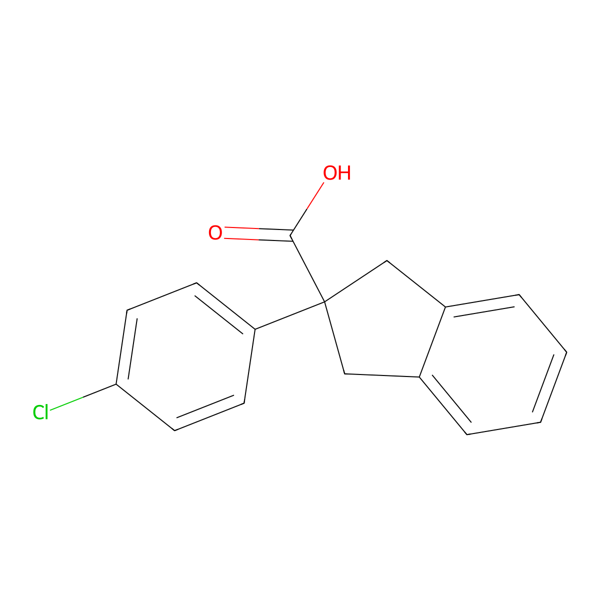 2-(4-chlorophenyl)-2,3-dihydro-1H-indene-2-carboxylic acid molecular structure, CAS 1266693-59-7
