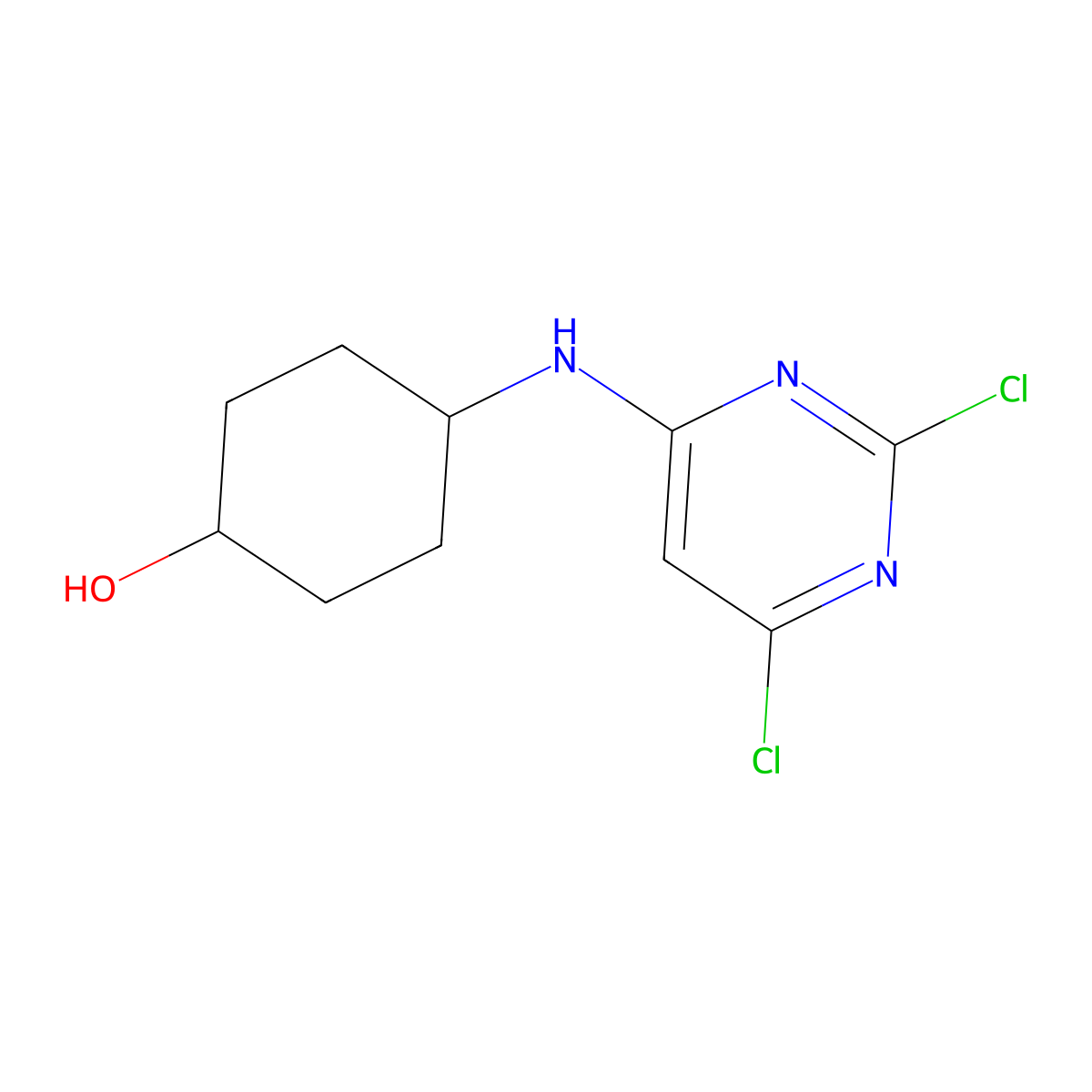 4-[(2,6-Dichloropyrimidin-4-yl)amino]cyclohexan-1-ol molecular structure, CAS 1266693-65-5