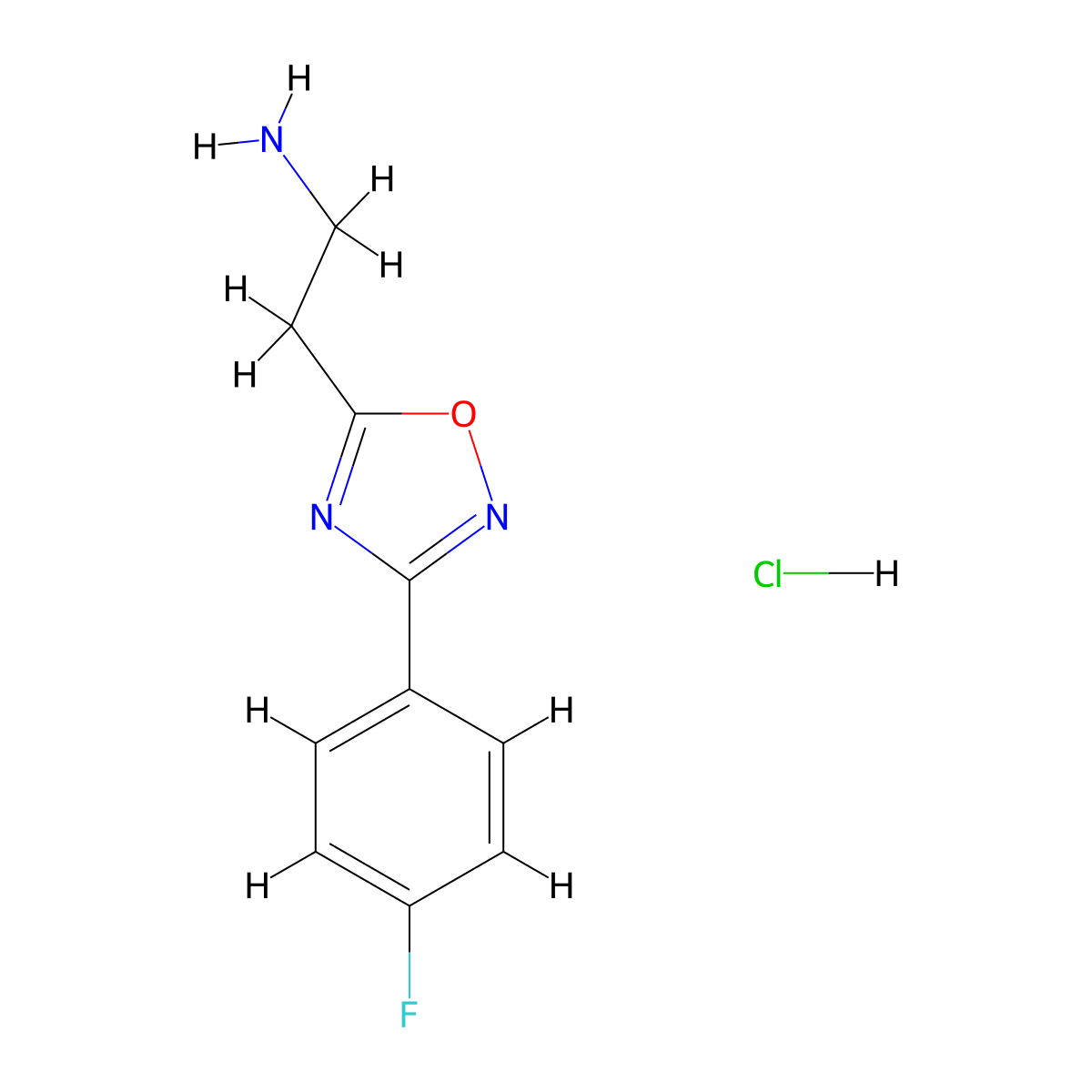 2-[3-(4-Fluorophenyl)-1,2,4-oxadiazol-5-yl]ethan-1-amine hydrochloride molecular structure, CAS 1266693-75-7