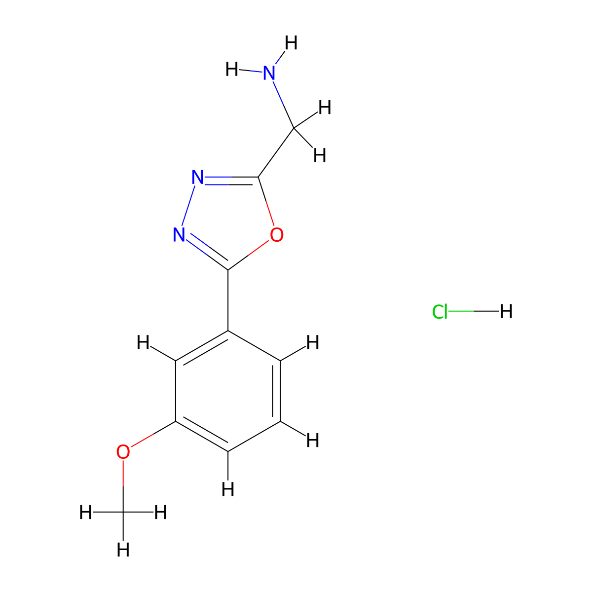 [5-(3-Methoxyphenyl)-1,3,4-oxadiazol-2-yl]methanamine;hydrochloride molecular structure, CAS 1266693-77-9