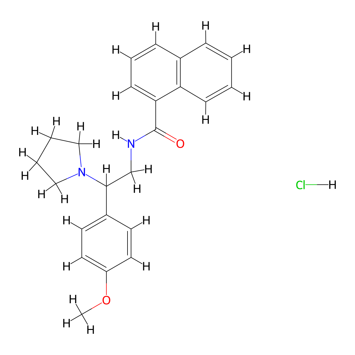 N-[2-(4-Methoxyphenyl)-2-pyrrolidin-1-ylethyl]naphthalene-1-carboxamide;hydrochloride molecular structure, CAS 1266694-03-4