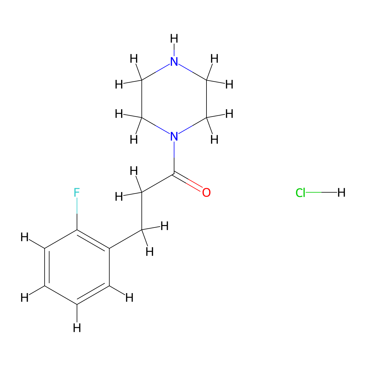 3-(2-Fluorophenyl)-1-(piperazin-1-yl)propan-1-one hydrochloride molecular structure, CAS 1266694-35-2