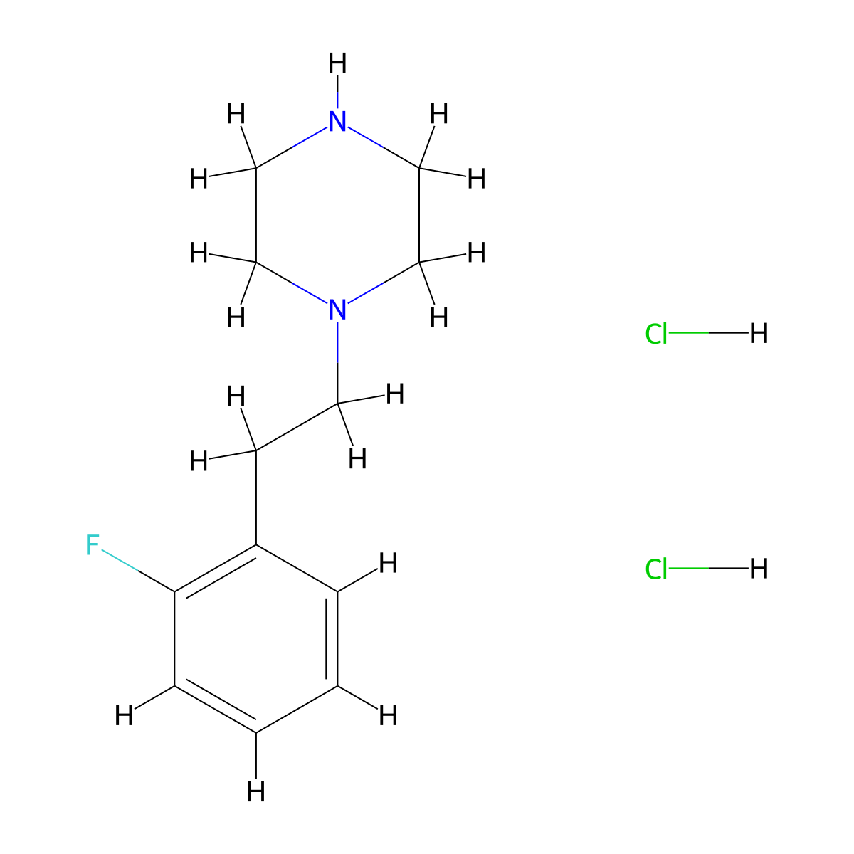 1-[2-(2-Fluorophenyl)ethyl]piperazine dihydrochloride molecular structure, CAS 1266694-49-8