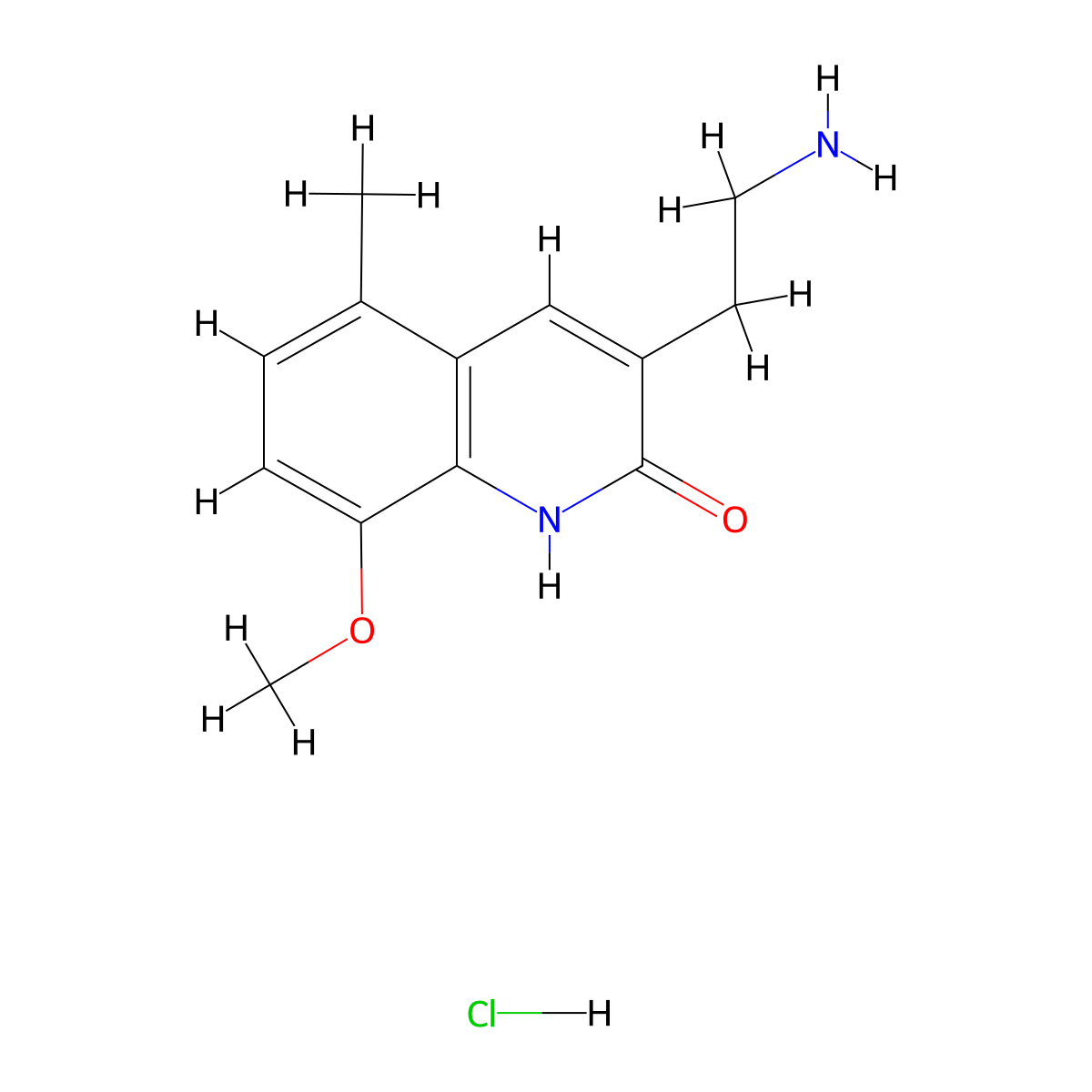 3-(2-Aminoethyl)-8-methoxy-5-methyl-1,2-dihydroquinolin-2-one hydrochloride molecular structure, CAS 1266694-53-4