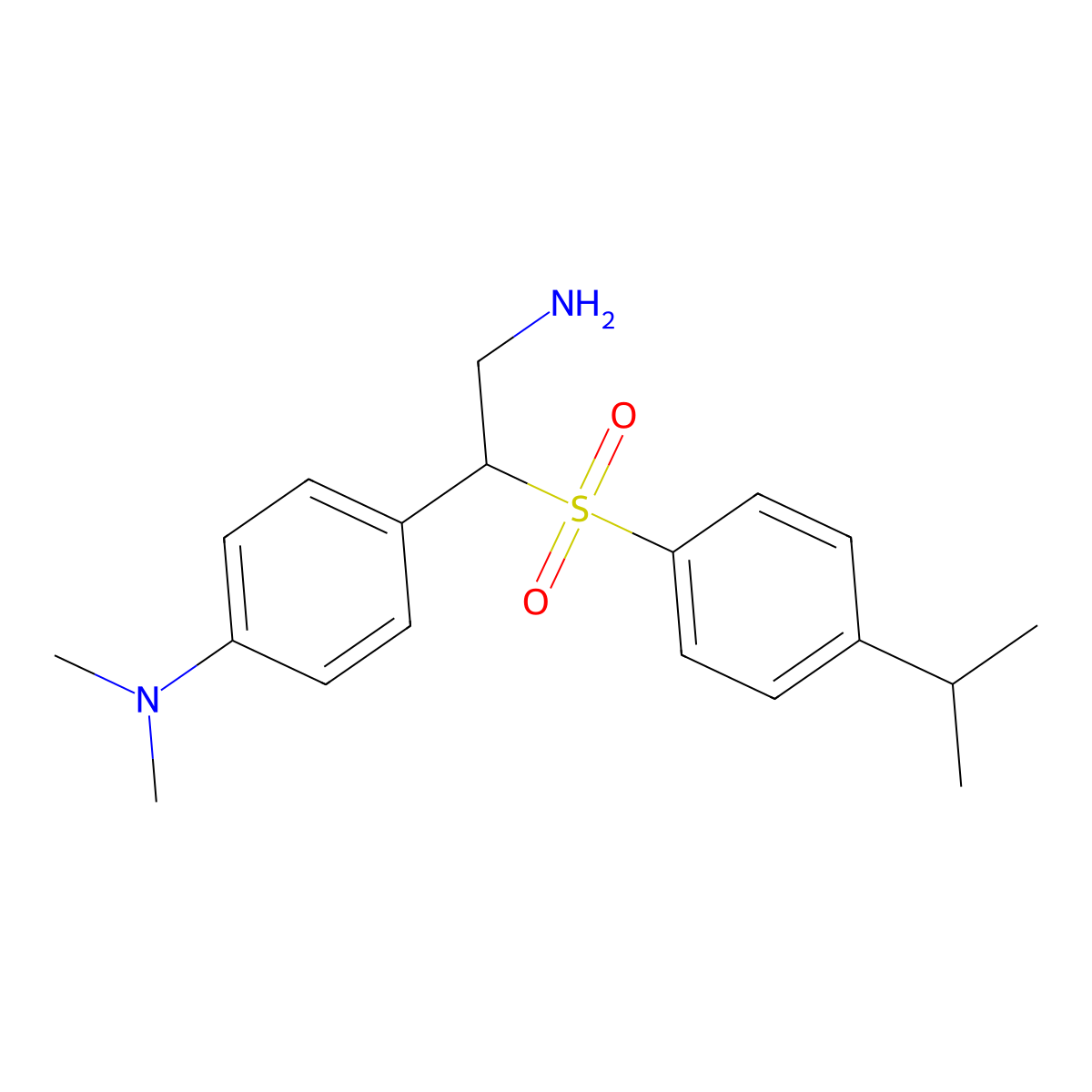 4-{2-amino-1-[4-(propan-2-yl)benzenesulfonyl]ethyl}-N,N-dimethylaniline molecular structure, CAS 1266695-30-0
