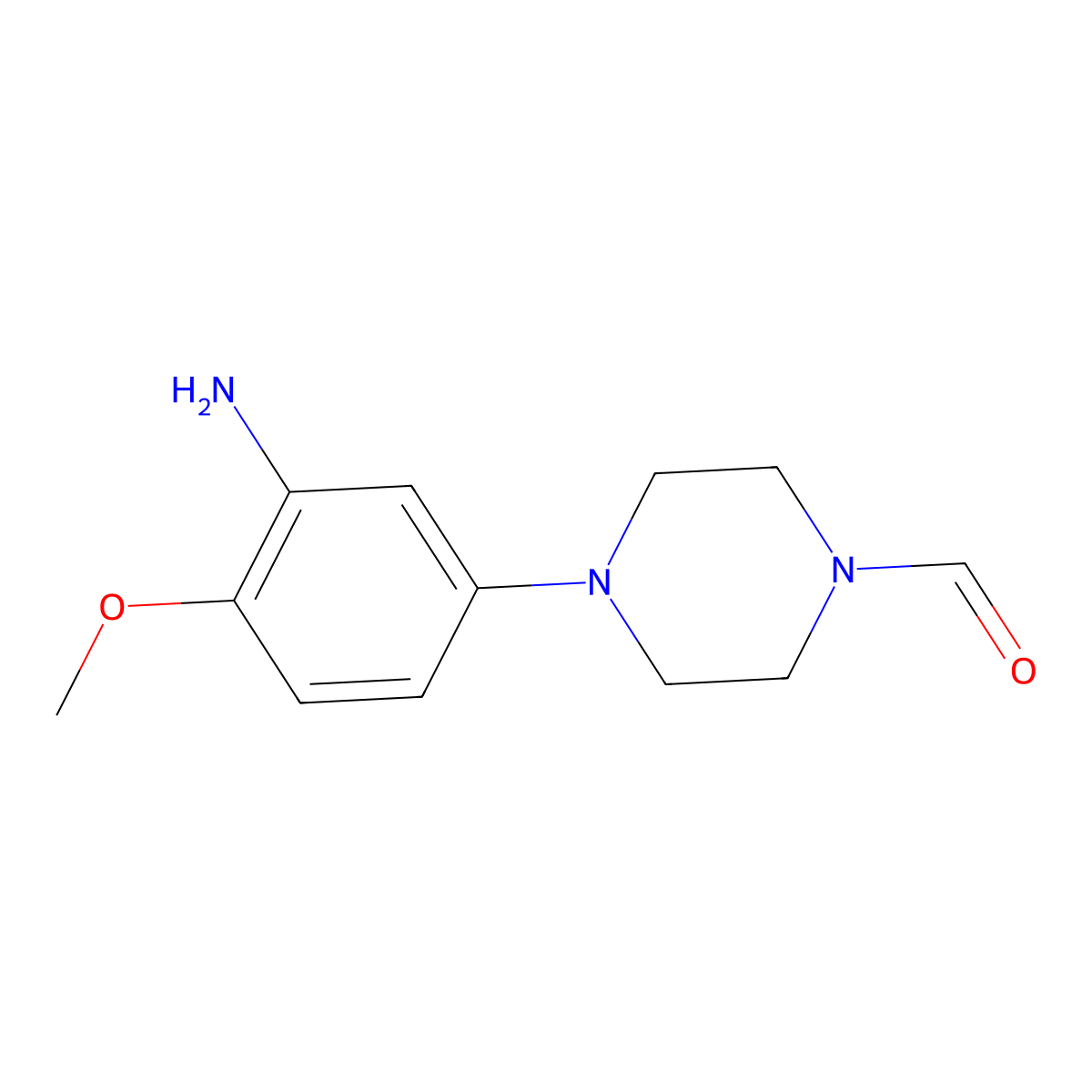 4-(3-Amino-4-methoxyphenyl)piperazine-1-carbaldehyde molecular structure, CAS 1266697-05-5