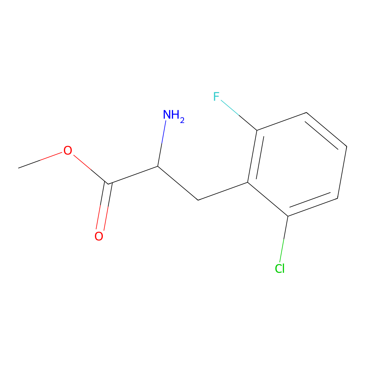 Methyl 2-amino-3-(2-chloro-6-fluorophenyl)propanoate molecular structure, CAS 1266702-93-5