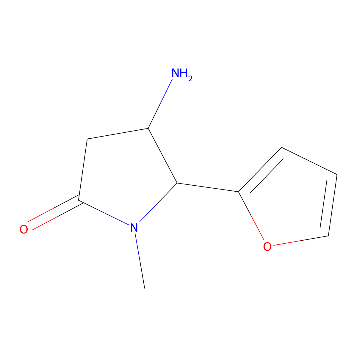 4-Amino-5-(furan-2-yl)-1-methylpyrrolidin-2-one molecular structure, CAS 1266714-09-3