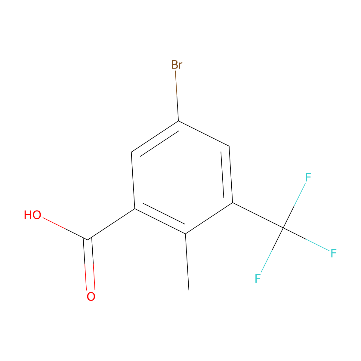 5-Bromo-2-methyl-3-(trifluoromethyl)benzoic acid molecular structure, CAS 1266728-50-0