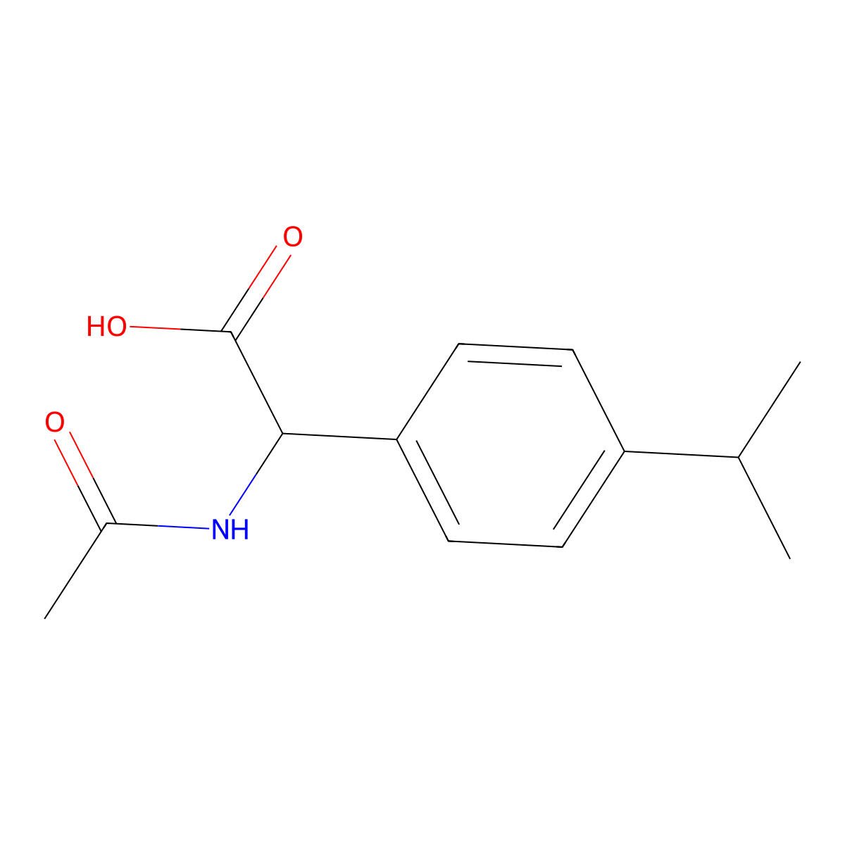 2-Acetamido-2-[4-(propan-2-yl)phenyl]acetic acid molecular structure, CAS 1266729-45-6