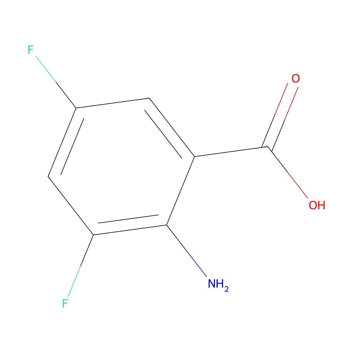 2-Amino-3,5-difluorobenzoic acid molecular structure, CAS 126674-78-0