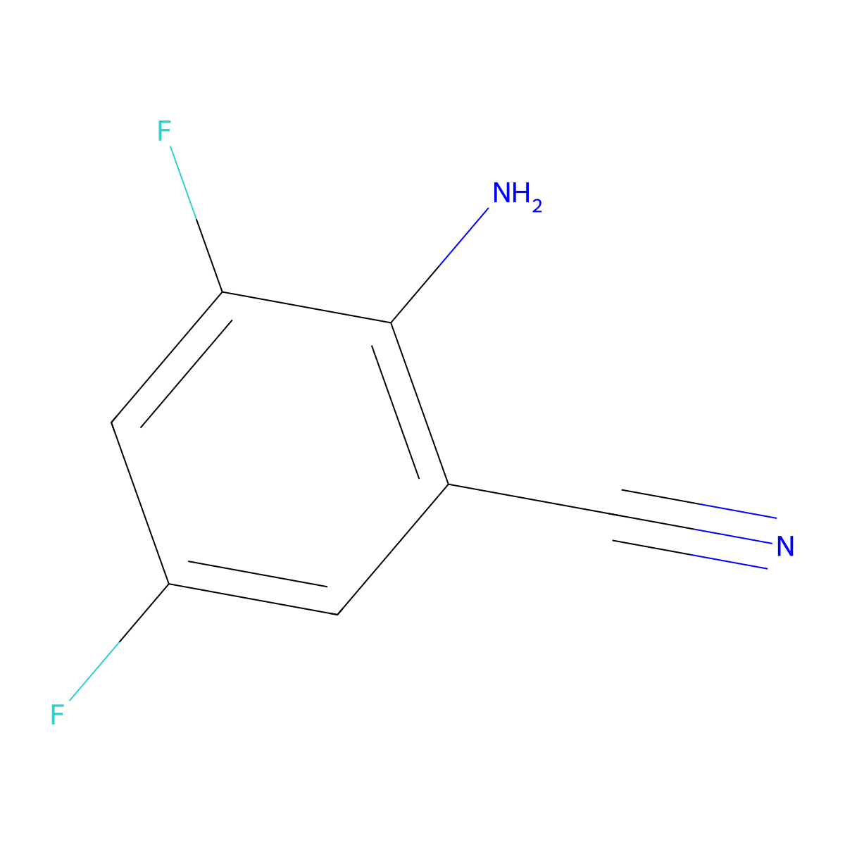 2-Amino-3,5-difluorobenzonitrile molecular structure, CAS 126674-94-0