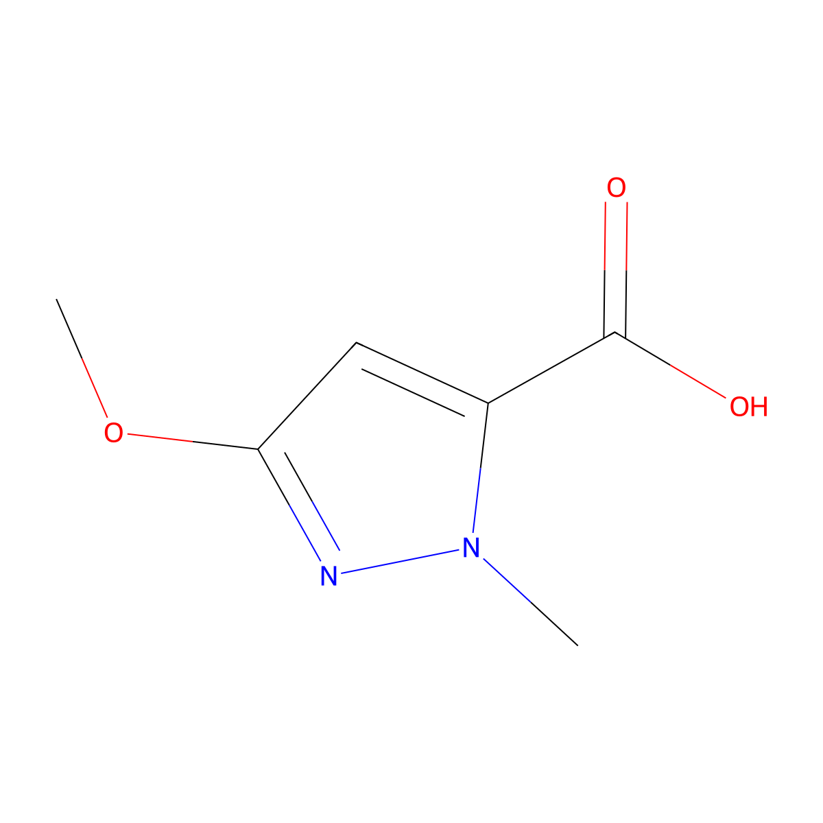 3-Methoxy-1-methyl-1H-pyrazole-5-carboxylic acid molecular structure, CAS 126674-95-1