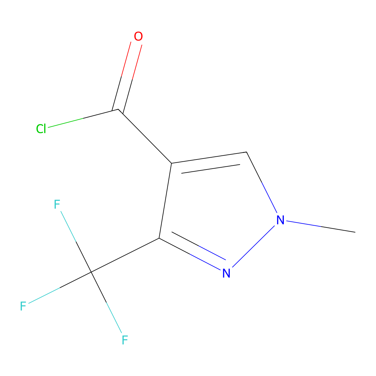 1-methyl-3-(trifluoromethyl)-1H-pyrazole-4-carbonyl chloride molecular structure, CAS 126674-98-4