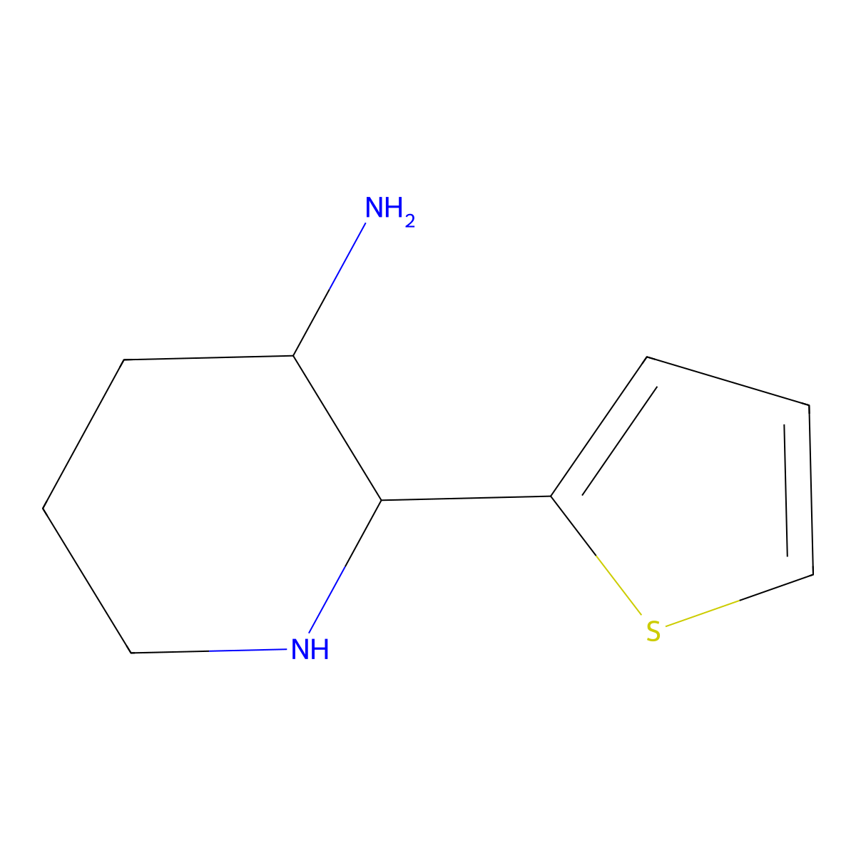 2-(Thiophen-2-YL)piperidin-3-amine molecular structure, CAS 1266742-80-6