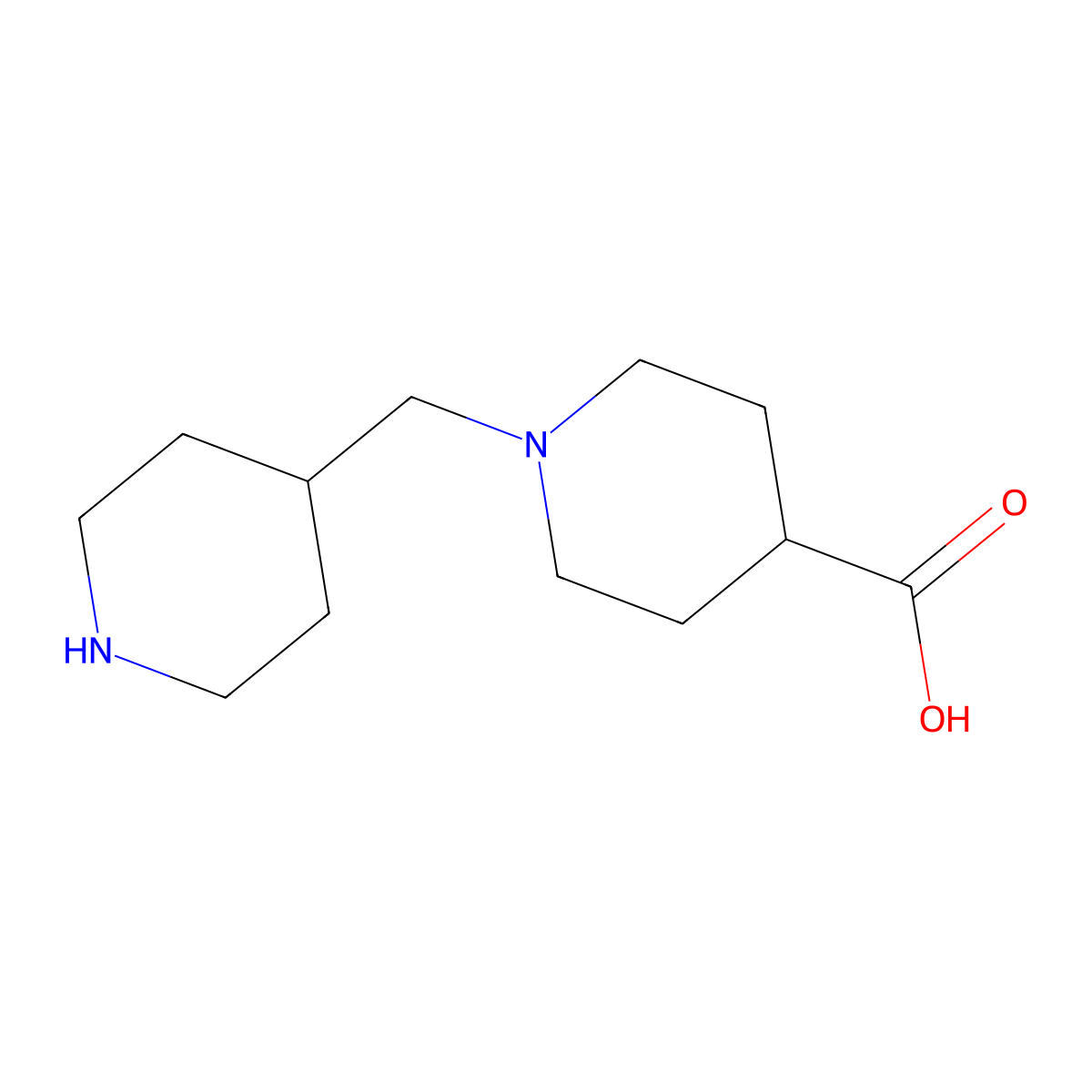 1-[(Piperidin-4-yl)methyl]piperidine-4-carboxylic acid molecular structure, CAS 1266767-83-2