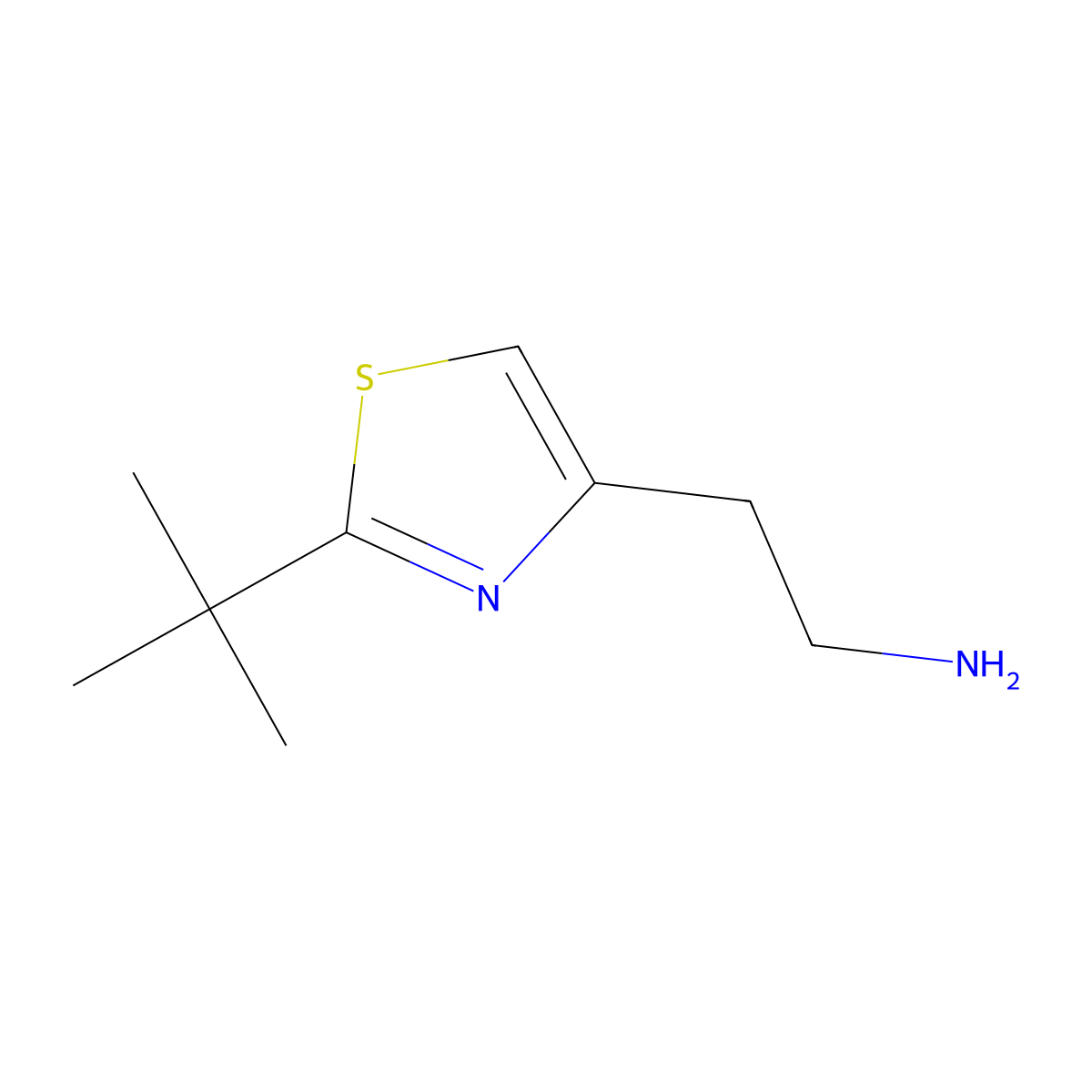 2-(2-Tert-butyl-1,3-thiazol-4-yl)ethan-1-amine molecular structure, CAS 1266776-78-6