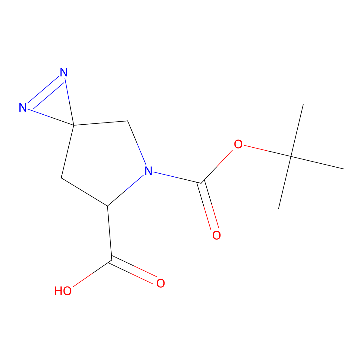 (S)-5-(tert-butoxycarbonyl)-1,2,5-triazaspiro[2.4]hept-1-ene-6-carboxylic acid molecular structure, CAS 1266778-55-5