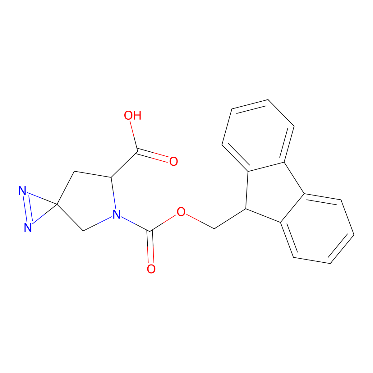(6S)-5-(((9H-fluoren-9-yl)methoxy)carbonyl)-1,2,5-triazaspiro(2.4)hept-1-ene-6-carboxylic acid molecular structure, CAS 1266778-58-8