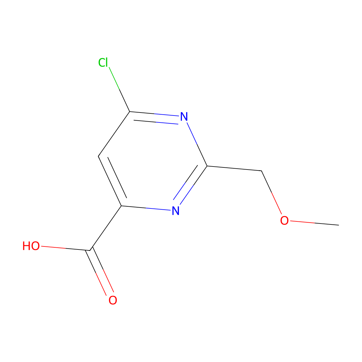 6-Chloro-2-(methoxymethyl)pyrimidine-4-carboxylic acid molecular structure, CAS 1266781-16-1