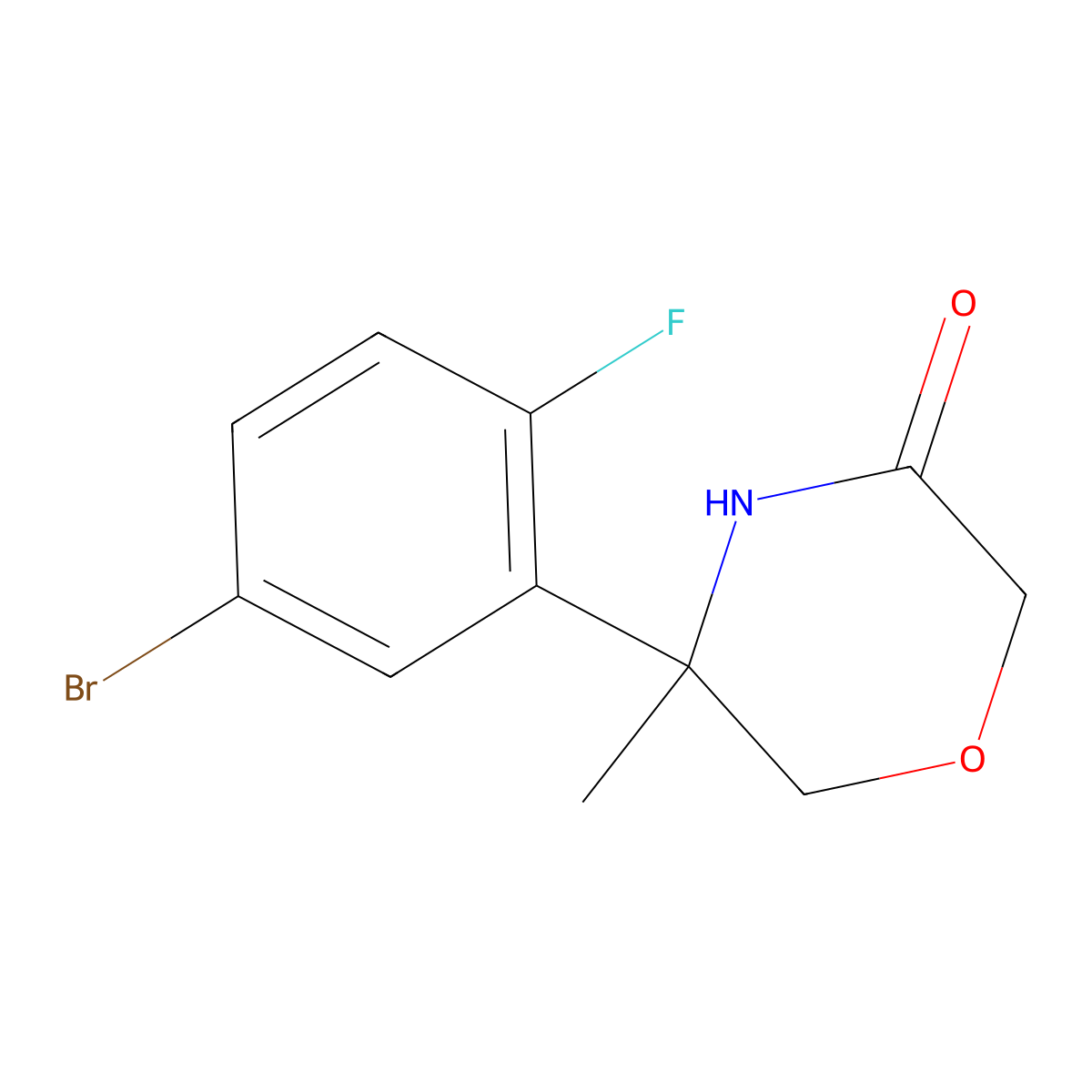 5-(5-Bromo-2-fluorophenyl)-5-methylmorpholin-3-one molecular structure, CAS 1266784-13-7