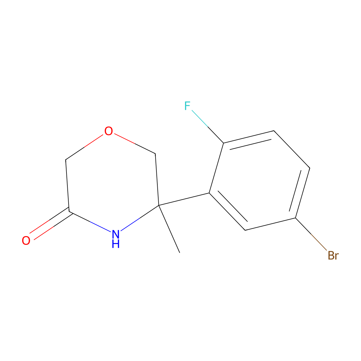 5-(5-Bromo-2-fluorophenyl)-5-methylmorpholin-3-one molecular structure, CAS 1266784-13-7