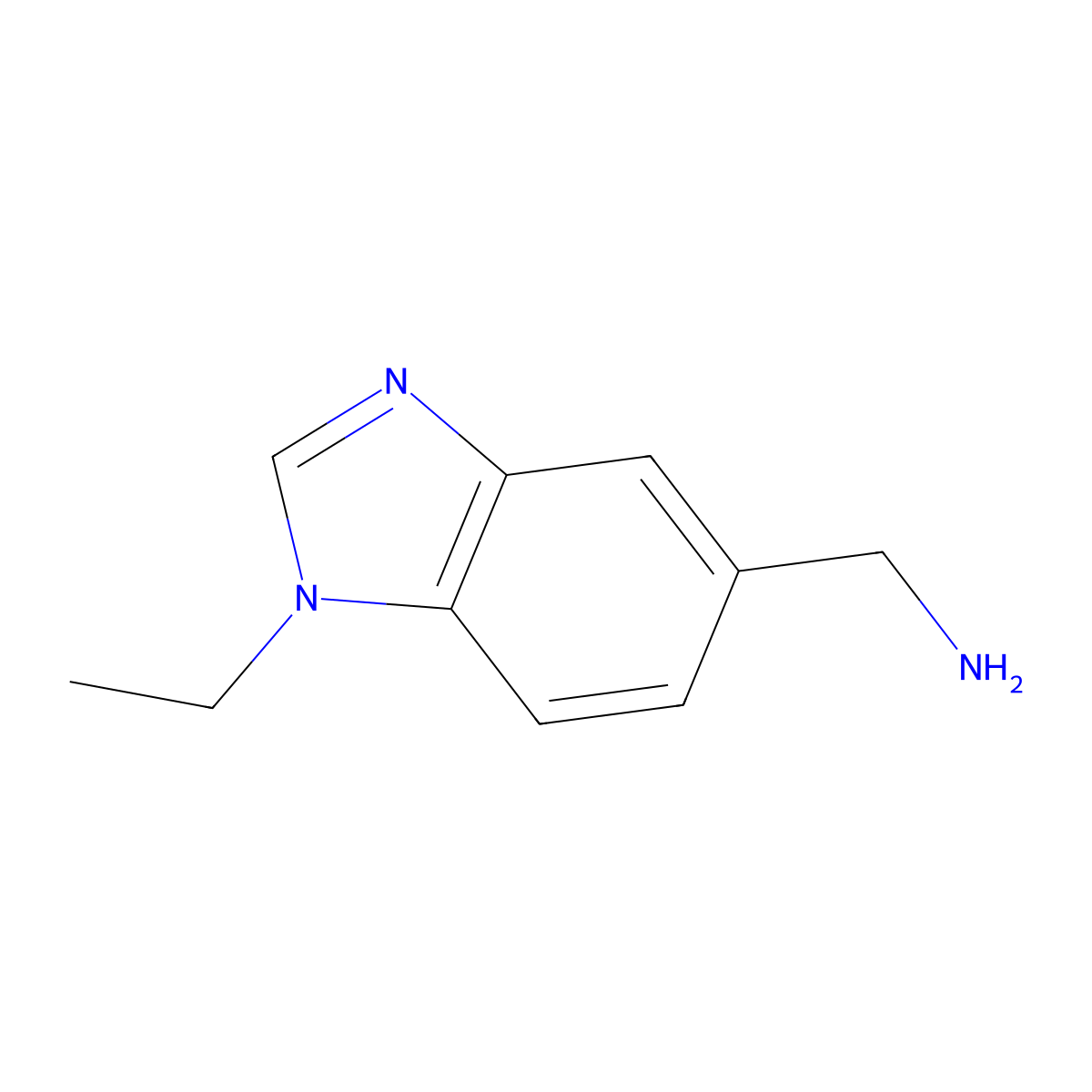 (1-ethyl-1H-benzo[d]imidazol-5-yl)methanamine molecular structure, CAS 1266789-92-7