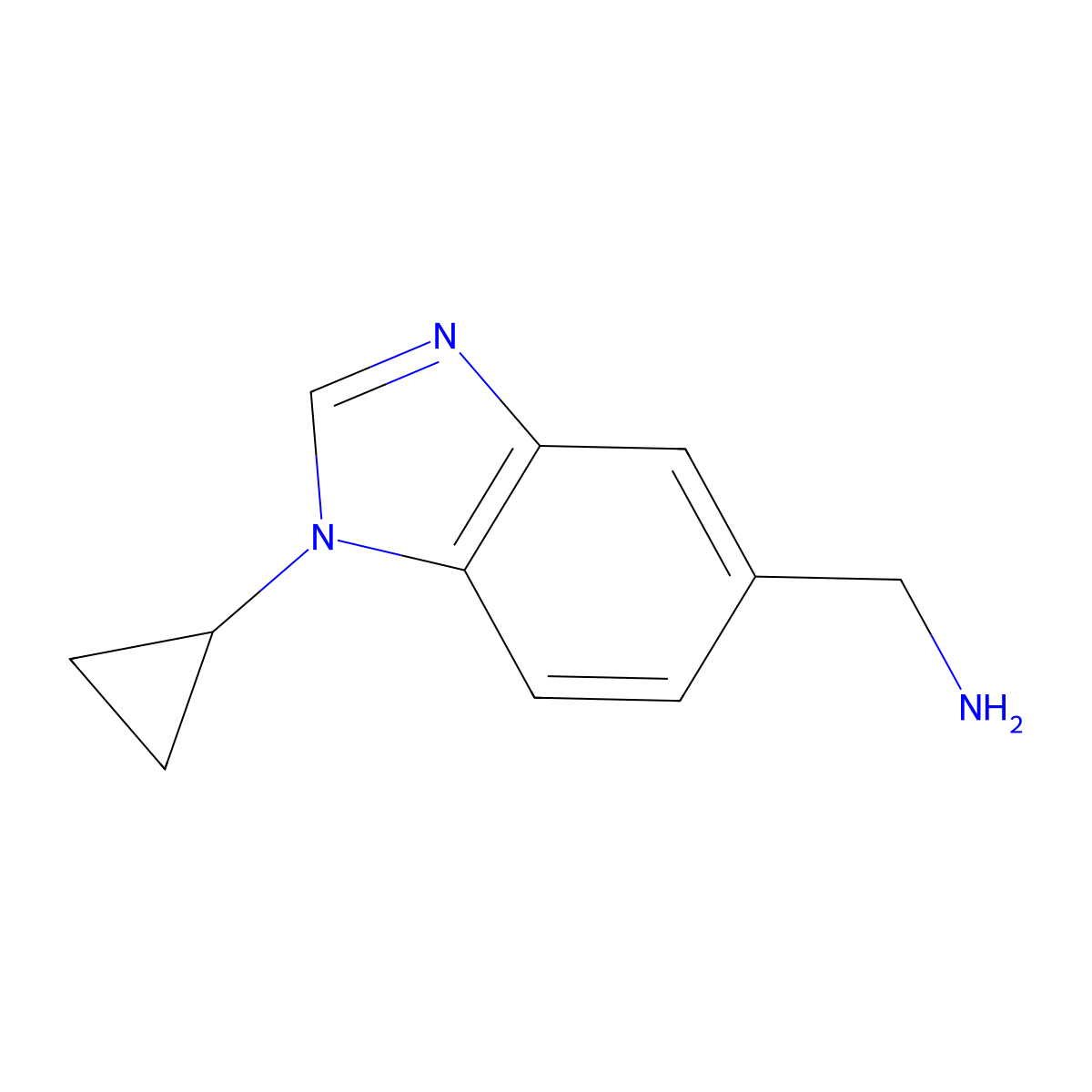 (1-cyclopropyl-1H-benzo[d]imidazol-5-yl)methanamine molecular structure, CAS 1266789-96-1