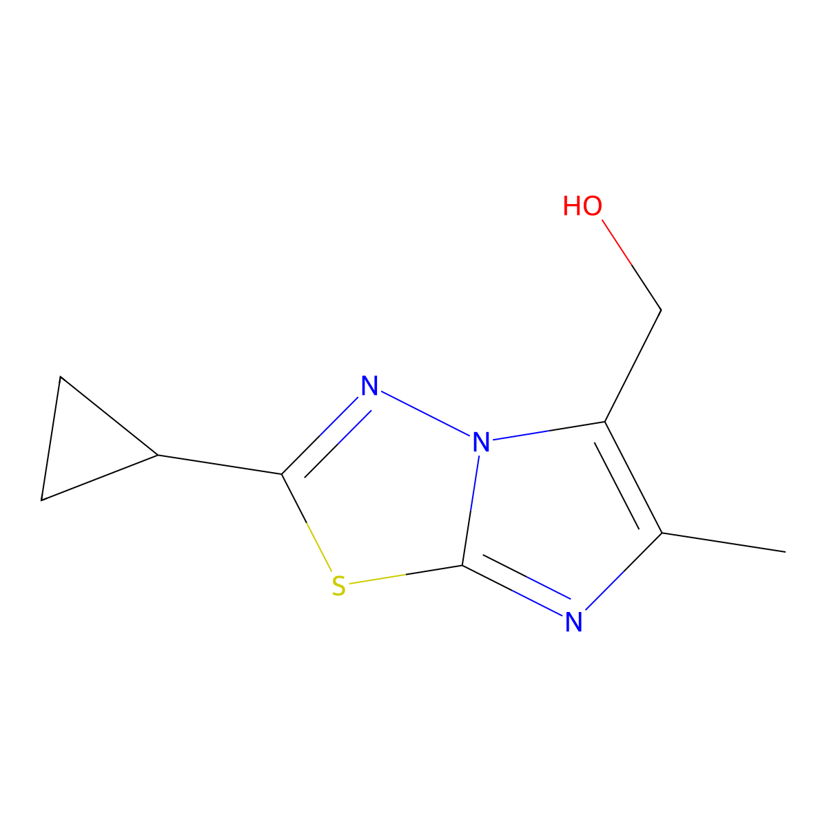 (2-Cyclopropyl-6-methylimidazo[2,1-b][1,3,4]thiadiazol-5-yl)methanol molecular structure, CAS 1266793-06-9