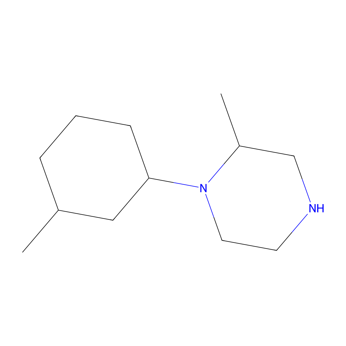 2-Methyl-1-(3-methylcyclohexyl)piperazine molecular structure, CAS 1266802-27-0