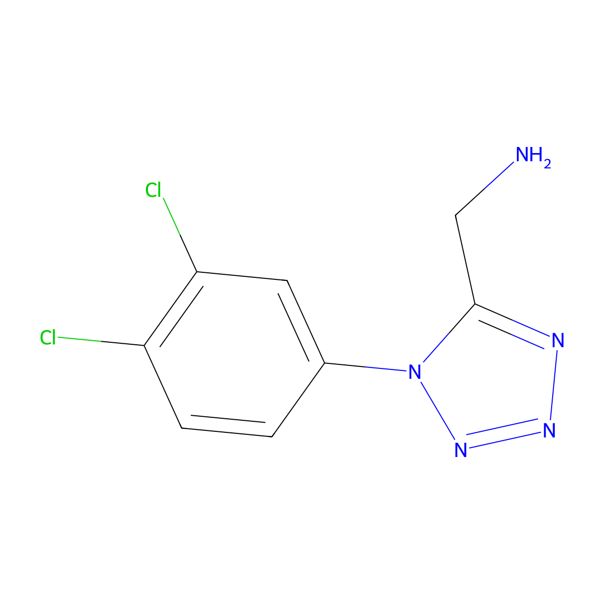 [1-(3,4-dichlorophenyl)-1H-1,2,3,4-tetrazol-5-yl]methanamine molecular structure, CAS 1266802-71-4