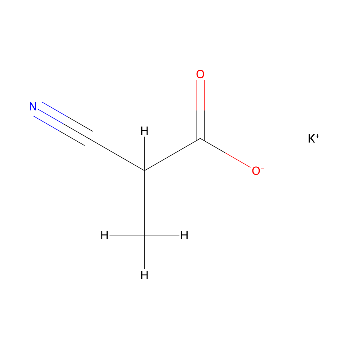 Potassium 2-cyanopropanoate molecular structure, CAS 1266802-94-1
