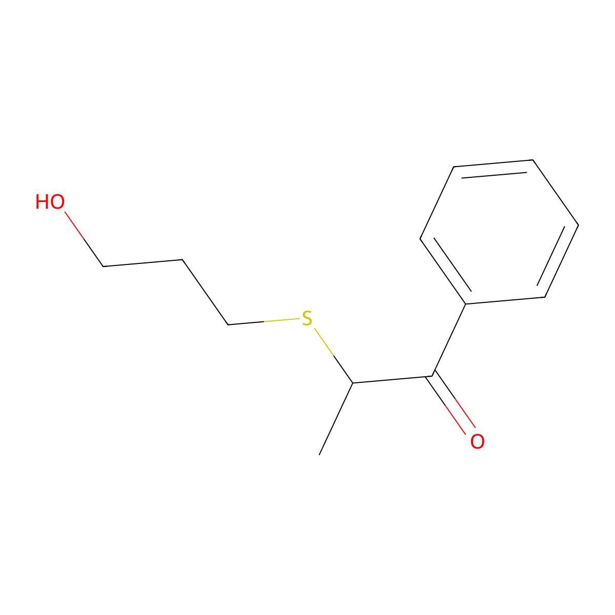 2-((3-Hydroxypropyl)thio)-1-phenylpropan-1-one molecular structure, CAS 1266809-05-5
