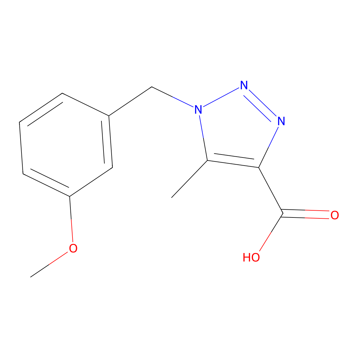 1-(3-methoxybenzyl)-5-methyl-1H-1,2,3-triazole-4-carboxylic acid molecular structure, CAS 1266821-43-5