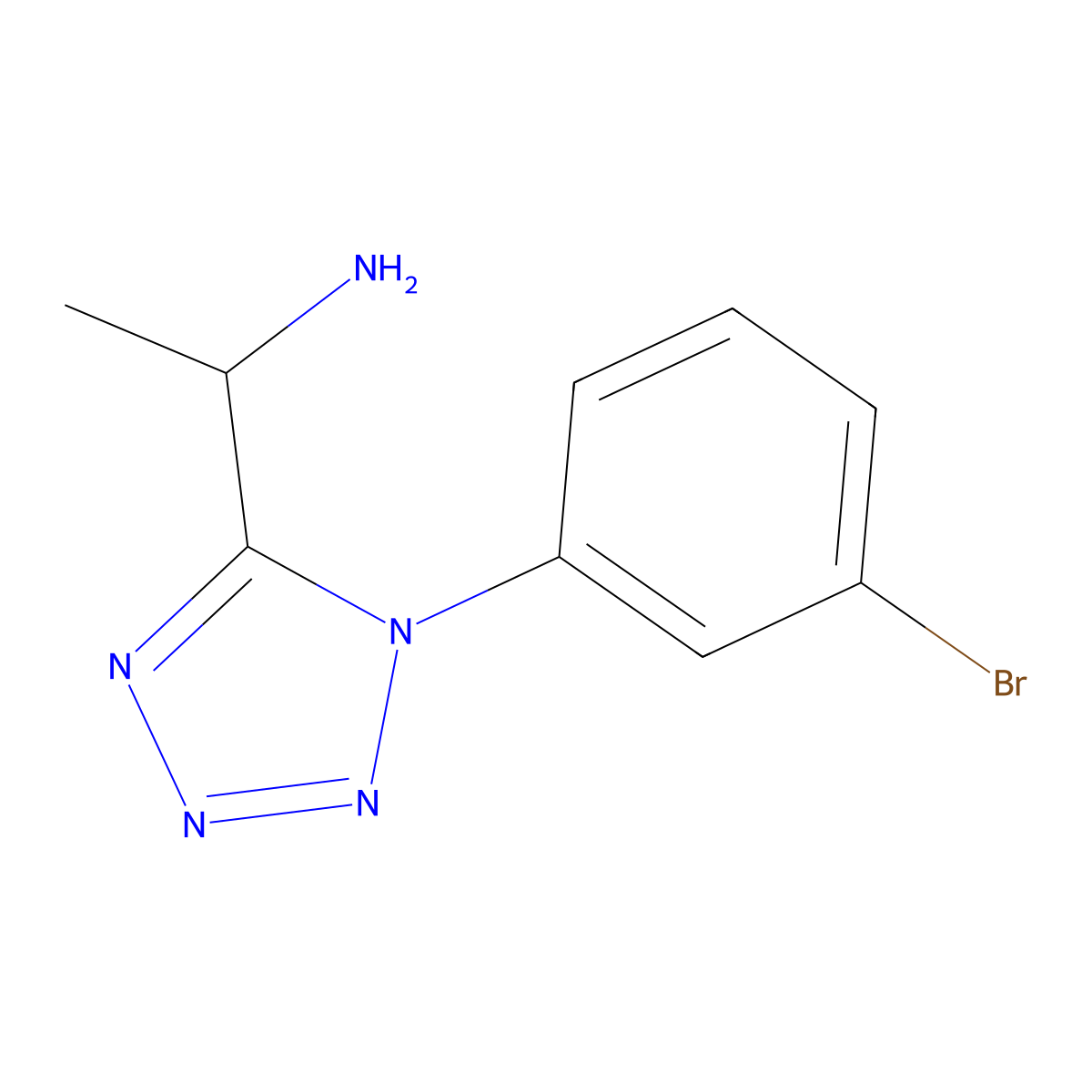 1-[1-(3-bromophenyl)-1H-1,2,3,4-tetrazol-5-yl]ethan-1-amine molecular structure, CAS 1266823-65-7