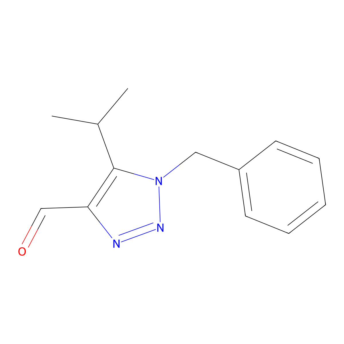 1-Benzyl-5-(propan-2-yl)-1H-1,2,3-triazole-4-carbaldehyde molecular structure, CAS 1266829-10-0